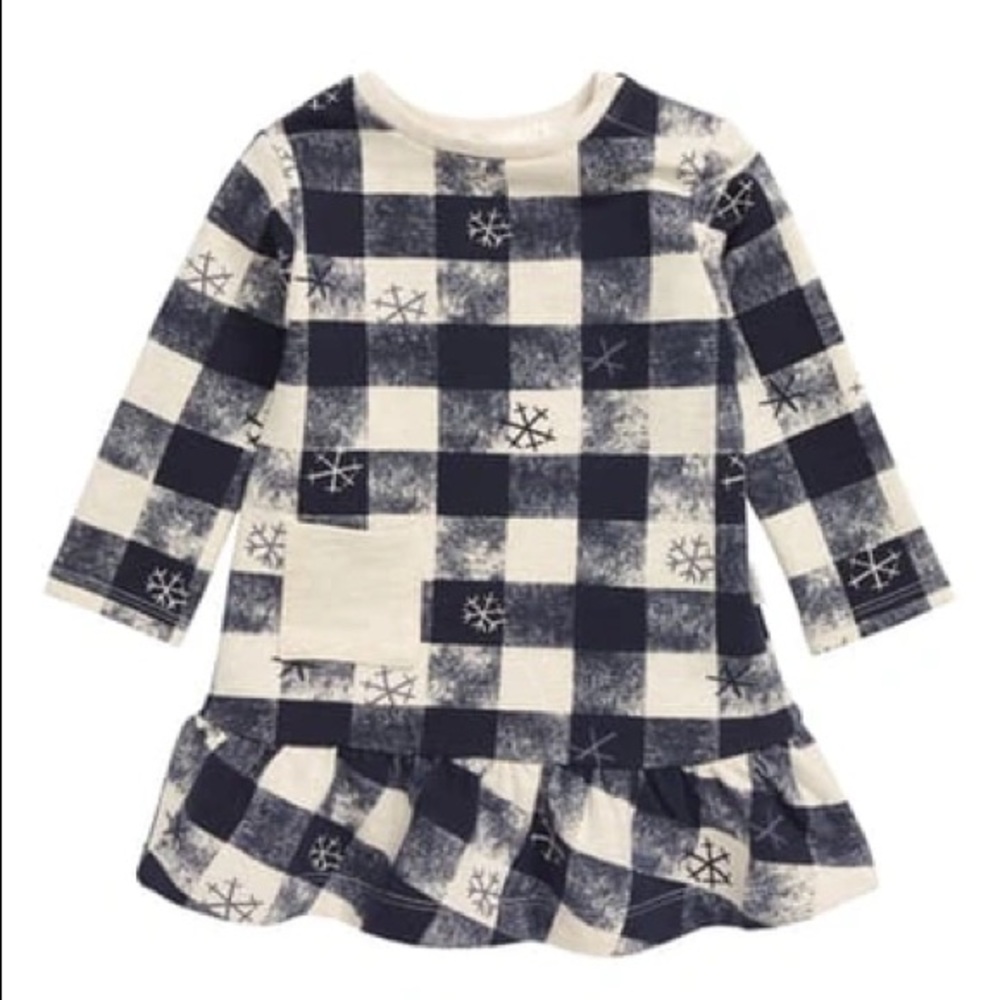 Mile's Baby Girls' Checkered Snowflake Dress